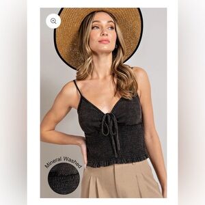 Black Mineral Washed Women's Top